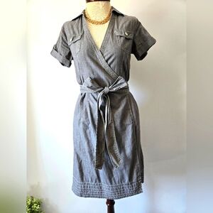 TRISTAN Lightweight Grey Denim Wrap Dress. Size XS